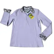 Orvis Sweater Pullover Women’s Small Lavender Quarter Zip Mock Neck Floral Cuff