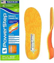 PowerStep Pulse Maxx Running Shoe Insoles - Orthotics for Overpronation & Pain Relief - Firm + Flexible Full Length Running Inserts for Enhanced Heel Support & Arch Comfort, Orange/Green, Men's 4-4.5