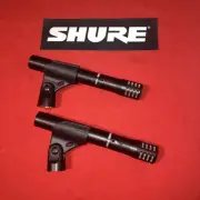 2 Shure PG81 Condenser Mics Set Stereo Pair XLR Microphones PG Mic Clips Kit NEW