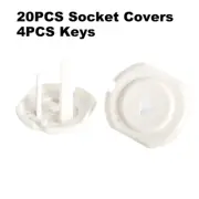 20PCS Plug Socket Covers + 4PCS Keys Electric Outlet Power Board Protector Child