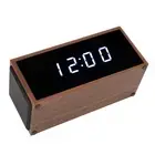 Digital Alarm Clock Wireless Charger Function MDF PVC LED Display Brown Inde DP3