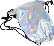 Healeved 1PC Shiny Drawstring Backpack for Women Stylish School Bag with Capacity PU Material Chic Design for Daily Use and Cosmetic Storage