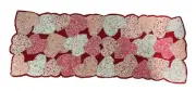 VALENTINE DECOR RED & PINK BEADED HEARTS TABLE RUNNER 14”X36” NWT