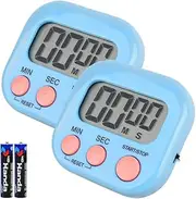 2 Pack Digital Kitchen Timer(Battery Included),Magnetic Digital Timers Loud Alarm Kitchen Timers for Cooking,Minute Second Count Up Countdown (Blue)