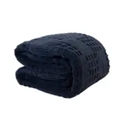 Lattice Sherpa Blanket Navy Double/Queen