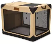 Foldable Dog Crate 36in Collapsible Soft for Large Pet Dogs 4-Door Travel Cage