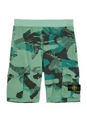 Stone Island Kids Logo Printed Cotton Shorts (14 Years) - Green - 14YR (14 Years) 14YR (14 years)