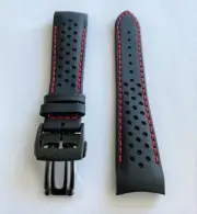 Original MIDO Multifort 22mm M025407A Black / Red Leather Band Strap witch Clasp
