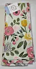 RACHEL ASHWELL KITCHEN TOWELS (2) FLOWERS PINK BLUE YELLOW GREEN 100% COTTON NWT