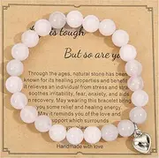 GelConnie Get Well Soon Gifts -Natural Stone Healing Relaxation Bracelets,8mm Anti-Anxiety Crystal Yoga Beads, Stress Relief Stretch Bracelets for Women Men Teen Girls
