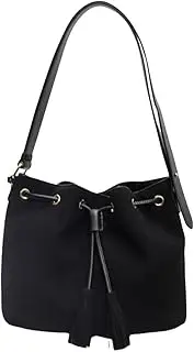 [AZURAOKEY] Women Suede Bucket Bag Adjustable Strap Shoulder Bag with Tassel Retro Handbag Solid Color for Work Travel
