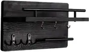 Folpus Wooden Wall Key Holder Wooden Wall Rack for Keys with 5 Metal Hooks Organizer Key Holder for Wall for Home Office Hallway