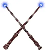 Light Up Magic Wizard Wands Sound Illuminating Toy Witch Wand for Kids Girls Boys Party Costume Cosplay Accessory Halloween Favors (2 Pack, Hive & Root)