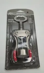 Lestaven ~ Stainless Steel Corkscrew Wine Opener ~ New