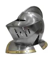 GOLDEN EUROPEAN KNIGHT ARMOR HELMET MEDIEVAL COSTUME MEDIEVAL CRUSADER SPARTA...