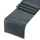 6 Pcs Dark Grey Satin Table Runner 12" x 108" Romantic Silk Table Runner