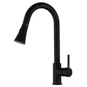 Round Pull Out Spray Kitchen Mixer Tap - Matte Black