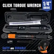 3Pc 1/4" Drive Click Torque Wrench Ratchet Socket with Adaptor Extension
