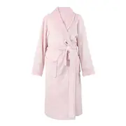 LINENOVA Flannel Bathrobe Night Gown Soft Warm Fluffy Long Spa Bath Robe With Shawl Collar For Unisex S/M / Light Pink