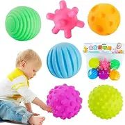 Soft Ball Set Baby | Set of 6 Soft Multi Ball Set | Bright Color Massage Soft Textured Balls with Sound for 6 to 12 Months Baby Toddler