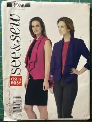 Butterick See & Sew B6077 Misses Vest & Jacket Pattern Uncut Sz 6-22 Uncut FF