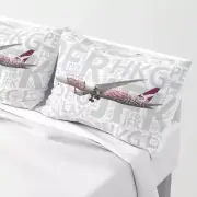 Qantas Boeing 787 with Airport Codes - Standard Set of Pillow Shams