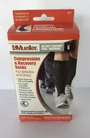 Mueller Sports Medicine Compression and Recovery Socks, 20-30 mmHg, Black Small