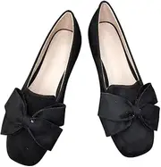 [Stunner] Women's Flats Fashion Square Toe Bowknot Flats Comfortable Ballet Flats Casual Slip On Flats