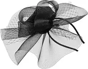 [Baluue] Festival Fashion Black Mesh Feather Headband Women's Headpiece Accessory for Parties Clip Fascinator Clip