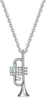 [VEEHOO] Violin/Guitar/Piano/Trumpet/Saxophone/Harp/Drum/Cello Necklace for Girls Women,Music Lover Jewelry Gifts for Women Girls