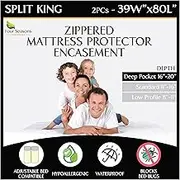Split King Mattress Encasement 39" x 80" (2PCs) - 17 Inch