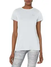 Under Armour Women's Medium Tech Short-Sleeve T-Shirt, White (100)/Metallic NWT