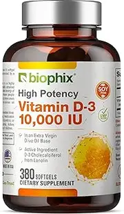 Vitamin D3 10000 IU 380 Softgels - High-Potency | Non-GMO | Soy-Free | In Extra Virgin Olive Oil | Strong Bones | Immune Health | Support for K-2