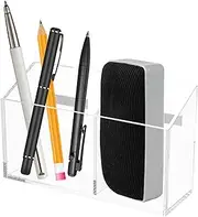 MABCIRY Acrylic Magnetic Dry Erase Marker Holder with 2 Compartment, Transparent Magnetic Pen Holder for Fridge, Nonslip Marker Organizer, Whiteboard Marker Holder for Refrigerator