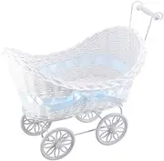 Cane Tricycle Flower Basket Knitted Ornament for Stroller Decorative Mini Car for Home Party Celebration