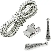 [Moranse] Bolo tie Clasp accessories With Two Pendants,Leather Rope And Metal Slide Clip Buckle (4pcs)