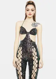 Midnight Shoot Your Shot Sequin Jumpsuit