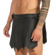 XS-3XL Gladiator Kilt Real Leather Legionnaire Skirt Fetish Festival with Belt A