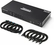 TESmart KVM Switch 4 Computers 2 Monitors, 4K@60Hz 4 Port HDMI KVM Switch Dual Monitor, EDID Emulation, Cascading for Quad Monitor Through DCCI, Hotkeys/Remote Control, Stereo Audio