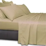 Striped Brown Bed Sheet Set 4 Piece 680 TC