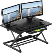 Black Sit to Stand Desk Converter - Height Adjustable