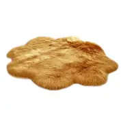 90X90cm Irregular Artificial Wool Fur Soft Plush Rug Carpet Mat Yellow Camel Rugs