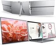 LIMINK LK14 Al Alloy Portable Triple Monitor for 13-16" Laptop | 14" 1200P IPS 2 FreeSync Frameless Freestanding Tri-Screen Extender with Kickstand | MacOS & Wins Compatible | Powered by USB-C & HDMI