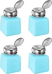 uxcell 4PCS 100ML(3.4oz) Push Down Alcohol Dispenser Pump Liquid Press Empty Bottles Refillable Container for Acetone Cleanser Nail Polish Remover, Blue