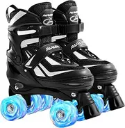 PAPAISON Kids Roller Skates for Boys Girls, 4 Size Adjustable Rollerskates with Light Up Wheels for Kids Ages 4-12