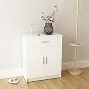 Sideboard Engineered Wood, White Modern Storage Cabinet with 2-Door and Drawer, Ideal for Kitchen, Living Room, Buffet Cabinet Use