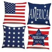 4th of July Throw Pillow Covers 18x18in Set of 4,Patriotic Pillow Case for