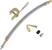X AUTOHAUX 1 Set 45 Degree Copper Tire Valve Extension with Flexible Stainless Steel 250mm Tyre Valve Inflation Adapter for Car Motorcycle RV Truck Bike
