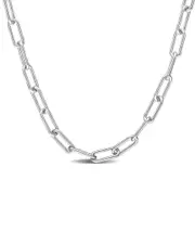 Italian Silver Paperclip Chain Necklace
