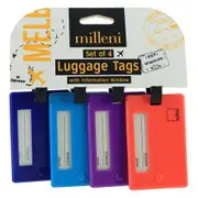4PK Milleni Travel Luggage Tags Address Name 0.5 x 5.5 x 8.5 cm - Multicolor